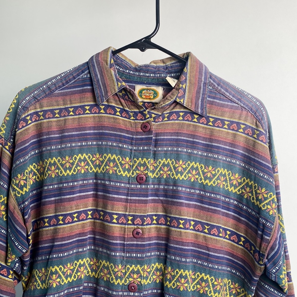 Vintage Patterned Stripe Button Down - image 2